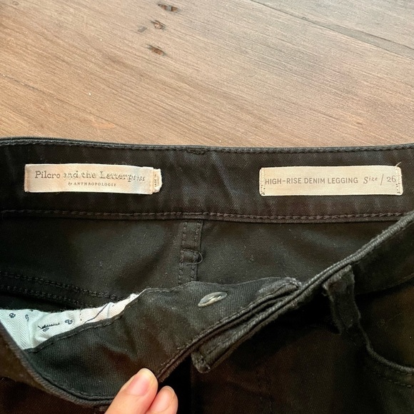 ANTHROPOLOGIE Pilcro and the Letterpress High Rise Denim Legging Jeans Black - Picture 4 of 9